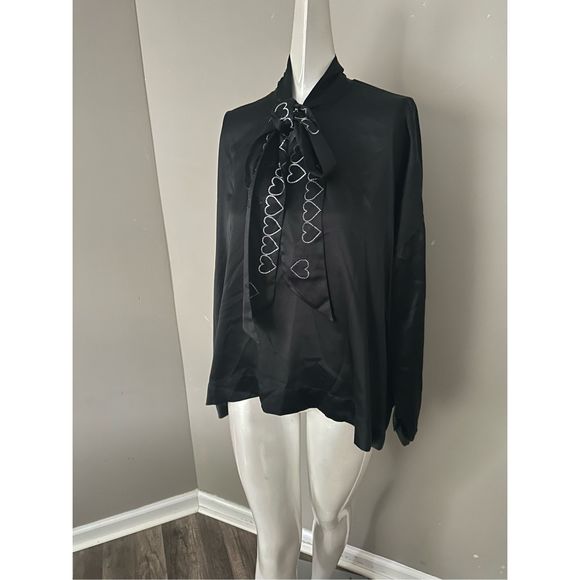 LIBERTINE Heart Silk Tie-neck Blouse - Picture 4 of 9